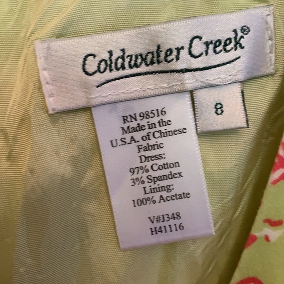 Coldwater Creek pink green midi dress 8P - Picture 4 of 5